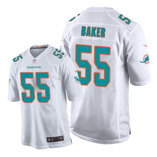 Men Miami Dolphins #55 Jerome Baker Nike White Game NFL Jersey